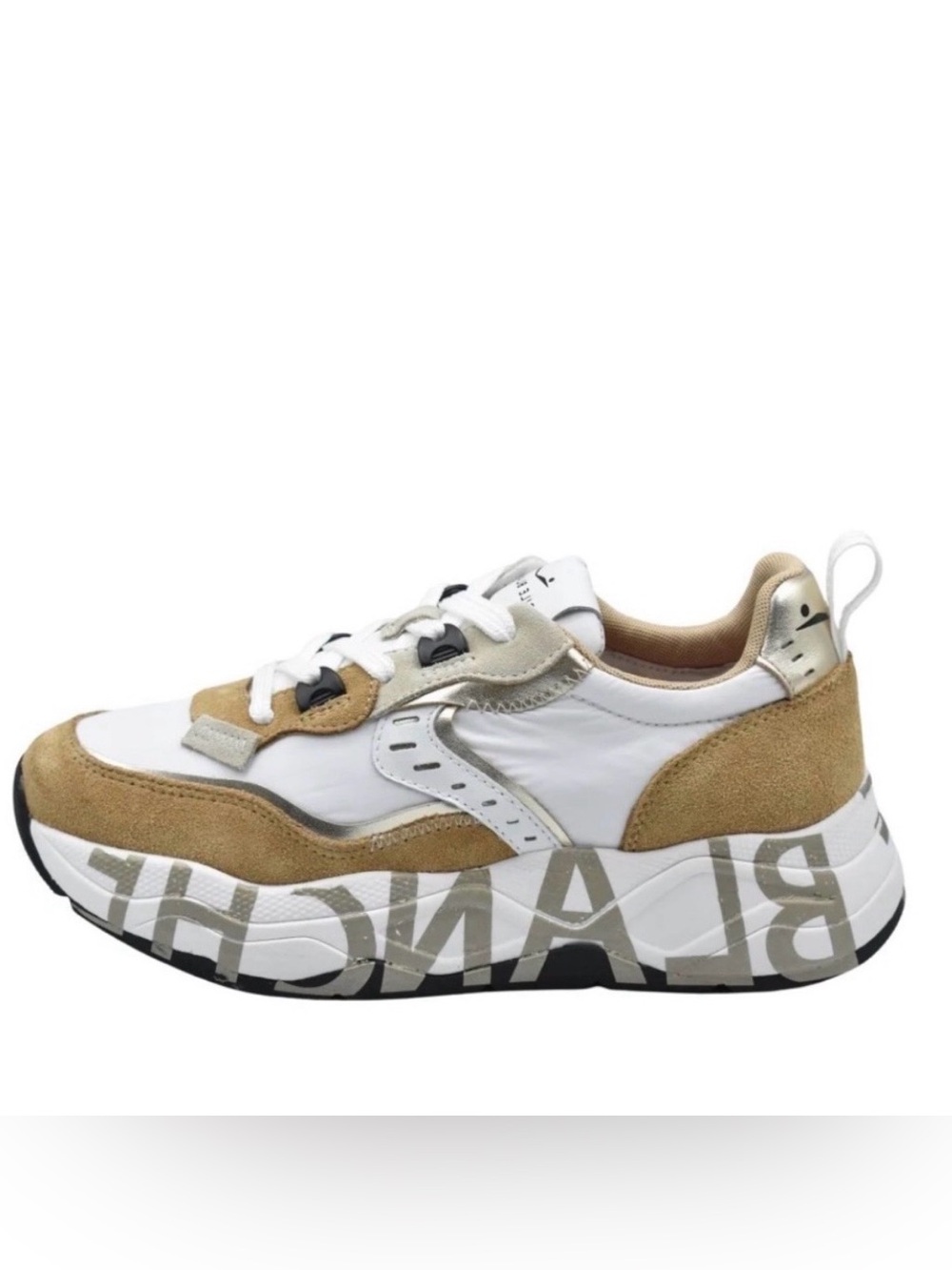 NWT VOILE BLANCHE CLUB105 Suede and Nylon Sneaker in Caramel - White